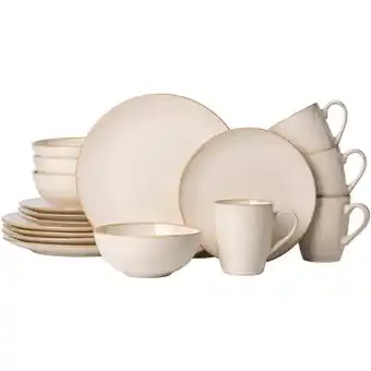 Leen Bakker Serviesset Glaze - beige - 16-delig aanbieding