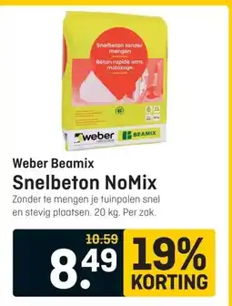 Hubo Weber Beamix Snelbeton NoMix aanbieding