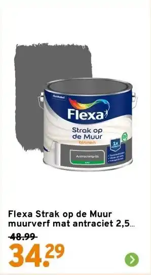 GAMMA Flexa Strak op de Muur muurverf mat antraciet 2,5 liter aanbieding