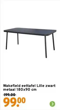 GAMMA Wakefield eettafel Lille zwart metaal 180x90 cm aanbieding