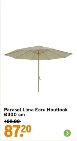 GAMMA Parasol Lima Ecru Houtlook Ø300 cm aanbieding