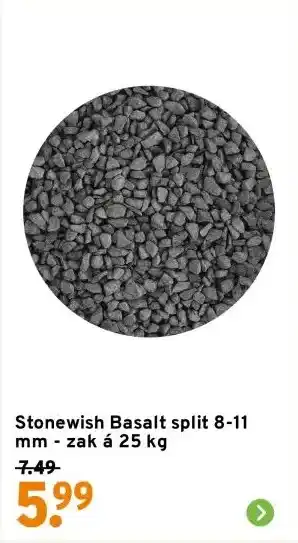 GAMMA Stonewish Basalt split 8-11 mm - zak á 25 kg aanbieding