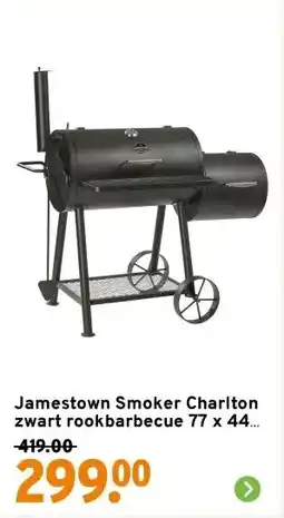 GAMMA Jamestown Smoker Charlton zwart rookbarbecue 77 x 44 cm aanbieding