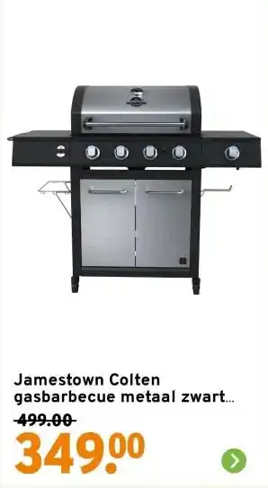 GAMMA Jamestown Colten gasbarbecue metaal zwart 70,3 x 42 cm aanbieding