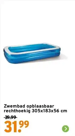 GAMMA Zwembad opblaasbaar rechthoekig 305x183x56 cm aanbieding