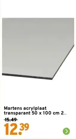GAMMA Martens acrylplaat transparant 50 x 100 cm 2 mm aanbieding