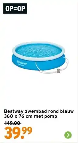 GAMMA Bestway zwembad rond blauw 360 x 76 cm met pomp aanbieding
