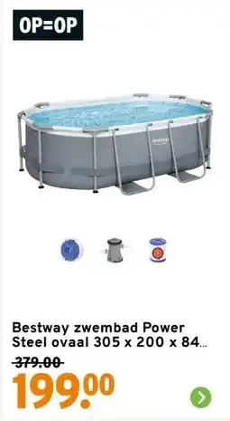 GAMMA Bestway zwembad Power Steel ovaal 305 x 200 x 84 cm grijs met pomp aanbieding