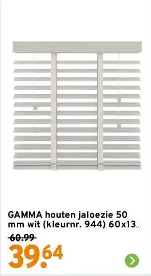 GAMMA GAMMA houten jaloezie 50 mm wit (kleurnr. 944) 60x130 cm (bxh) aanbieding