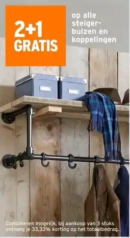 GAMMA 2+1 GRATIS op alle steiger- buizen en koppelingen aanbieding