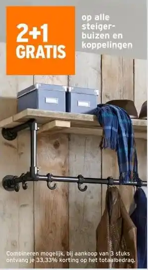 GAMMA 2+1 GRATIS op alle steiger- buizen en koppelingen aanbieding
