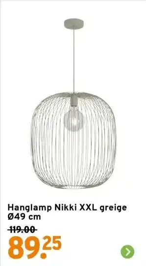 GAMMA Hanglamp Nikki XXL greige Ø49 cm aanbieding
