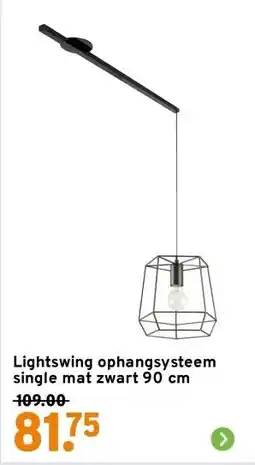 GAMMA Lightswing ophangsysteem single mat zwart 90 cm aanbieding