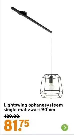 GAMMA Lightswing ophangsysteem single mat zwart 90 cm aanbieding