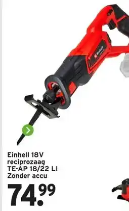 GAMMA Einhell 18V reciprozaag TE-AP 18/22 LI Zonder accu aanbieding