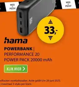 Expert Hama Performance 20 Power Pack 20.000 mAh Antraciet aanbieding