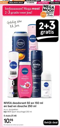 Etos NIVEA deodorant 50 en 150 ml en bad en douche 250 ml aanbieding