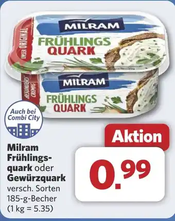 Combi Milram Frühlings- quark oder Gewürzquark aanbieding