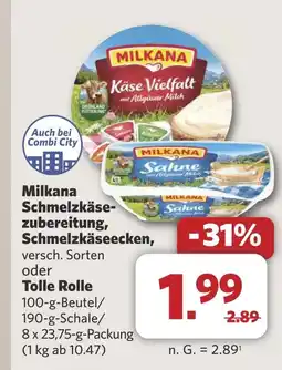 Combi Milkana Schmelzkäse- zubereitung, Schmelzkäseecken, aanbieding