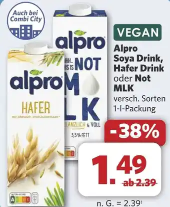 Combi Alpro Soya Drink, Hafer Drink oder Not MLK aanbieding