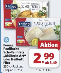 Combi Femeg Pazifische Schollenfilets ,,Müllerin Art oder Heilbutt aanbieding