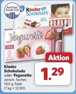 Combi Kinder Schokolade oder Yogurette aanbieding