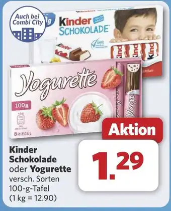 Combi Kinder Schokolade oder Yogurette aanbieding