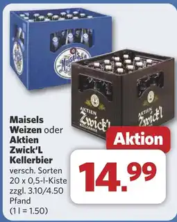 Combi Maisels Weizen oder Aktien Zwick'L Kellerbier aanbieding