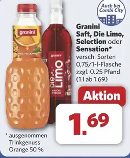Combi Granini Saft, Die Limo, Selection oder Sensation* aanbieding