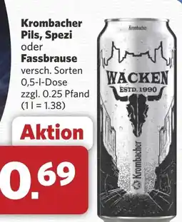 Combi Krombacher Pils, Spezi oder Fassbrause aanbieding