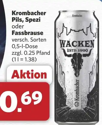 Combi Krombacher Pils, Spezi oder Fassbrause aanbieding