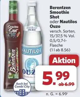 Combi Berentzen Smoothie Shot oder Nautilos Ouzo aanbieding