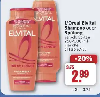 Combi L'Oreal Elvital Shampoo oder Spülung aanbieding