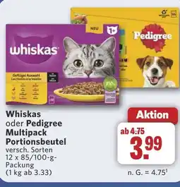 Combi Whiskas oder Pedigree Multipack Portionsbeutel aanbieding