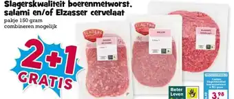 Boon`s Markt Slagerskwaliteit boerenmetworst, salami en/of Elzasser cervelaat aanbieding