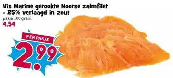Boon`s Markt Vis Marine gerookte Noorse zalmfilet -25% verlaagd in zout aanbieding
