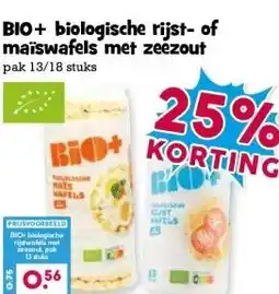Boon`s Markt BIO+ biologische rijst- of maïswafels met zeezout pak 13/18 stuks aanbieding