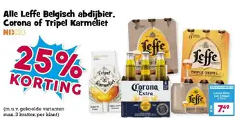 Boon`s Markt Alle Leffe Belgisch abdijbier. Corona of Tripel Karmeliet aanbieding