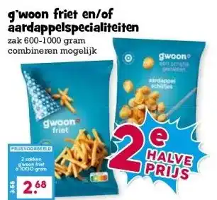 Boon`s Markt g'woon friet en/of aardappelspecialiteiten zak 600-1000 gram combineren mogelijk aanbieding