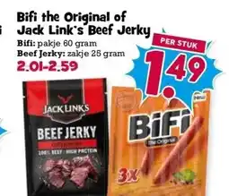 Boon`s Markt Bifi the Original of Jack Link's Beef Jerky, aanbieding