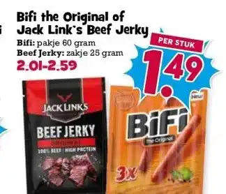 Boon`s Markt Bifi the Original of Jack Link's Beef Jerky, aanbieding