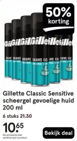 Etos Gillette Classic Sensitive scheergel gevoelige huid aanbieding