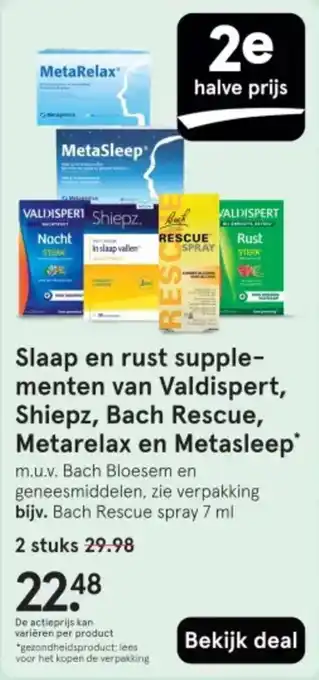 Etos Slaap en rust supple menten van Valdispert, Shiepz, Bach Rescue, Metarelax en Metasleep aanbieding