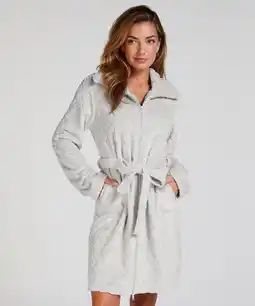 Hunkemoller Hunkemöller Badjas Zip Fleece Grijs aanbieding