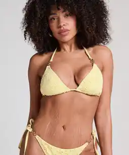 Hunkemoller Hunkemöller Triangel bikinitop crochet Geel aanbieding
