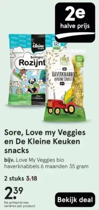 Etos Sore, Love my Veggies en De Kleine Keuken snacks aanbieding