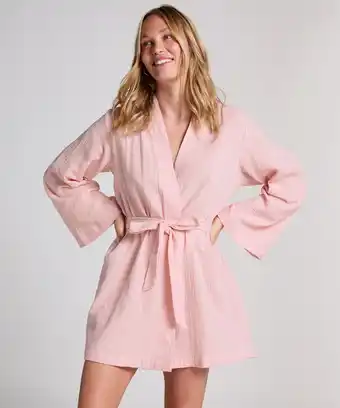 Hunkemoller Hunkemöller Mousseline Badjas Kort Roze aanbieding