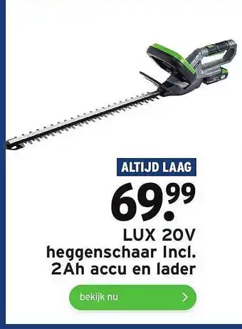 GAMMA Lux 20V Heggenschaar Incl. 2Ah Accu En Lader aanbieding