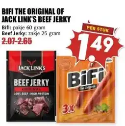 MCD Supermarkt BIFI THE ORIGINAL OF JACK LINK'S BEEF JERKY aanbieding