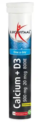 De Online Drogist Lucovitaal Calcium 500mg & D3 Bruistabletten 20ST aanbieding